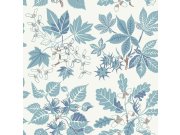 Vliesová tapeta na zeď, tyrkysová, listy, 5834, Nordic Folk, Borastapeter