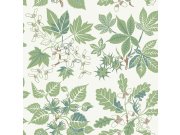 Vliesová tapeta na zeď, zeleno-hnědá, listy, 5832, Nordic Folk, Borastapeter