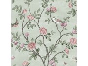 Vliesová tapeta na zeď, zelená, květiny, ptáčci, 113371, Laura Ashley Signature