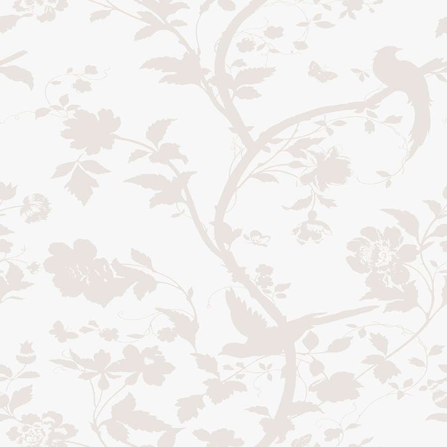Vliesová tapeta na zeď, bílo-krémová, květiny, ptáčci, 113391, Laura Ashley Signature