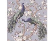 Vliesová tapeta na zeď, šedo-fialová, květiny, pávi, 115253, Laura Ashley 2, Laura Ashley Signature