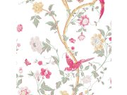 Vliesová tapeta na zeď, bílá, květiny, ptáčci, 115254, Laura Ashley 2, Laura Ashley Signature