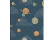 Dětská vliesová tapeta na zeď, modrá, vesmír, LD3515, Little Dreamers, Grandeco