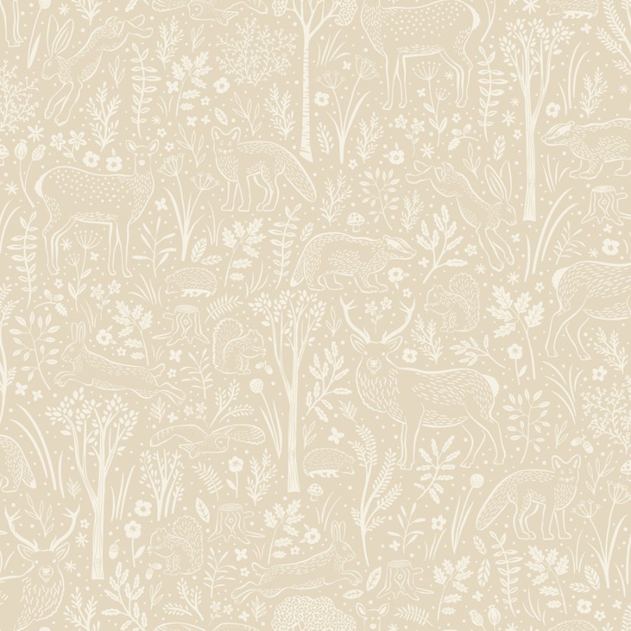 Vliesová tapeta na zeď, béžová, zvířátka v lese, LD3419, Little Dreamers, Grandeco Vliesová tapeta na zeď, béžová, zvířátka v lese, LD3419, Little Dreamers, Grandeco
