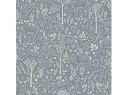 Vliesová tapeta na zeď, modrá, zvířátka v lese, LD3415, Little Dreamers, Grandeco