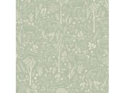 Vliesová tapeta na zeď, zelená, zvířátka v lese, LD3413, Little Dreamers, Grandeco