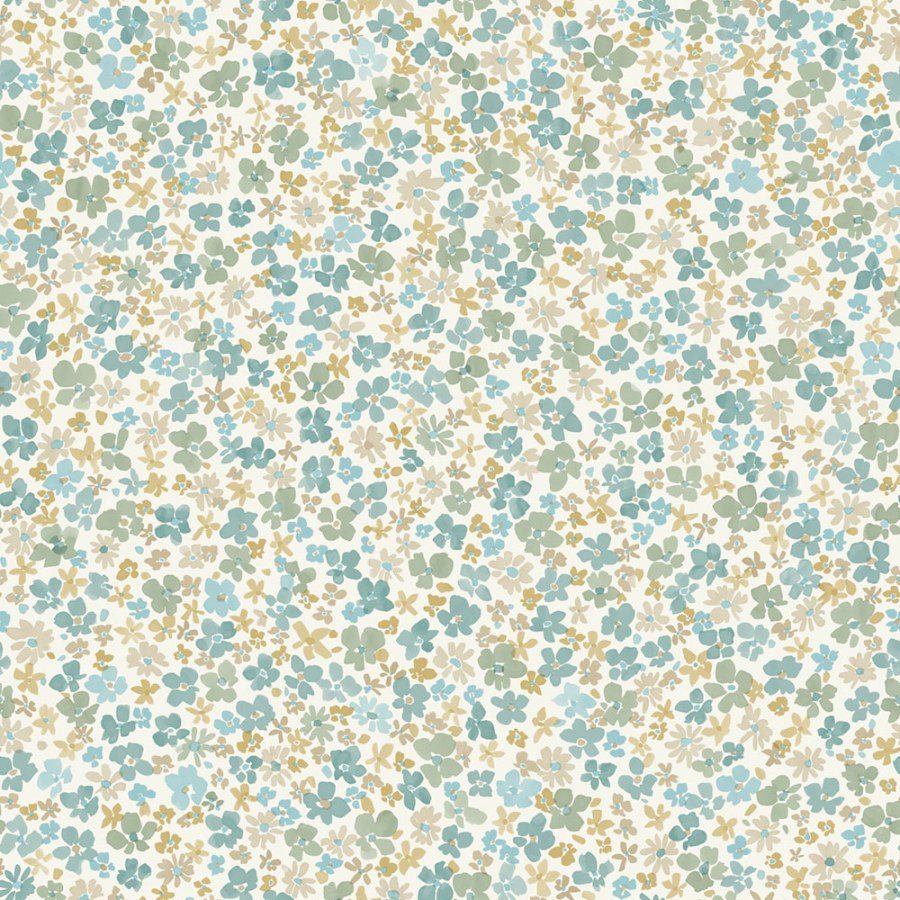 Vliesová tapeta na zeď, tyrkysová, květiny, LD3009, Little Dreamers, Grandeco - Vliesové tapety