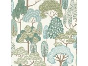 Dětská vliesová tapeta na zeď, tyrkysová, stromy, LD2109, Little Dreamers, Grandeco