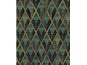 Geometrická vliesová tapeta na zeď, zeleno-zlatá, CAB503, The Texture Book, Masureel