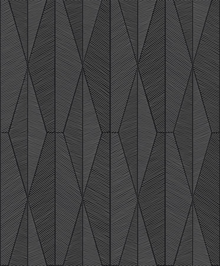 Geometrická vliesová tapeta na zeď, černo-stříbrná, YSA303, Mysa, The Texture Book, Khroma by Masuree - Vliesové tapety
