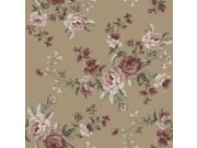 Vliesová tapeta na zeď, hnědá, květiny, růže, 6934, Newbie Wallpaper, Borastapeter