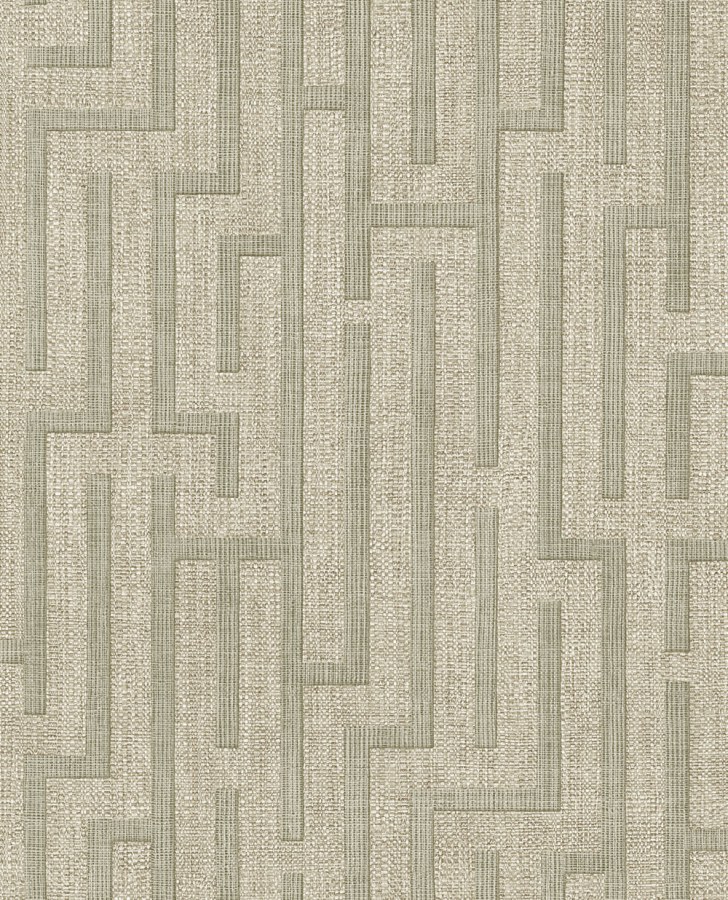 Vliesová tapeta na zeď, šedo-béžová, zelená, imitace látky, 350532, Riviera Maison, Eijffinger - Vliesové tapety