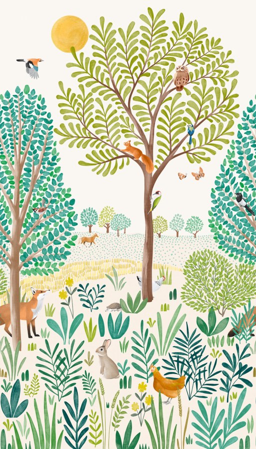 Dětská vliesová fototapeta na zeď, Zvířátka v lese, LD6001, Little Dreamers, Grandeco - Vliesové tapety