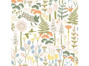 Vliesová tapeta na zeď, bílá, květiny, listy, selátka, 1450, Icons, Borastapeter