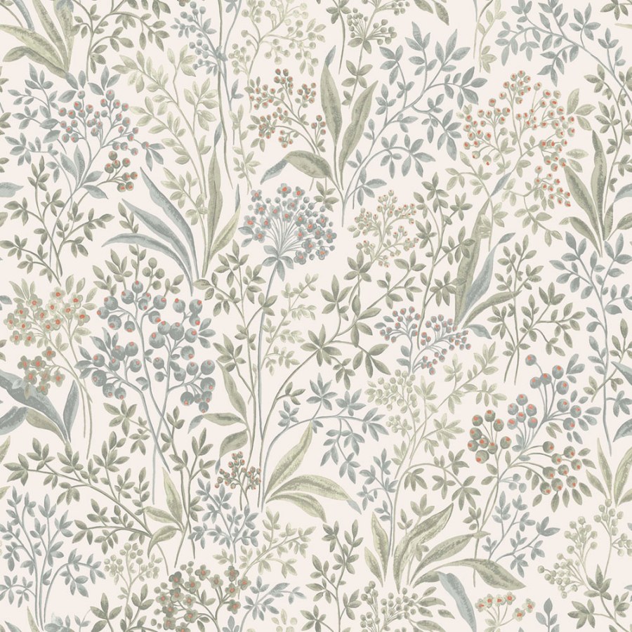 Vliesová tapeta na zeď, bílo-zelená, květiny, listy, 2026, Icons, Borastapeter - Vliesové tapety