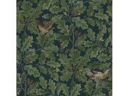 Vliesová tapeta na zeď, zeleno-modrá, větvičky, listy, zvířata, 2050, Icons, Borastapeter