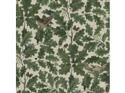 Vliesová tapeta na zeď, zeleno-béžová, větvičky, listy, zvířata, 2049, Icons, Borastapeter