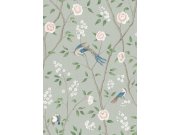 Vliesová tapeta na zeď, zelená, větvičky, ptáci, 1903, Icons, Borastapeter