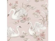 Vliesová tapeta na zeď, růžová, labutě, 6927, Newbie Wallpaper, Borastapeter
