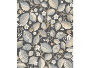 Vliesová tapeta na zeď, černá, listy, větvičky, 7786, Adorn, Borastapeter