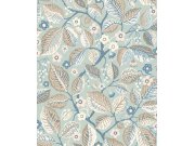 Vliesová tapeta na zeď, šedo-modrá, listy, větvičky, 7785, Adorn, Borastapeter