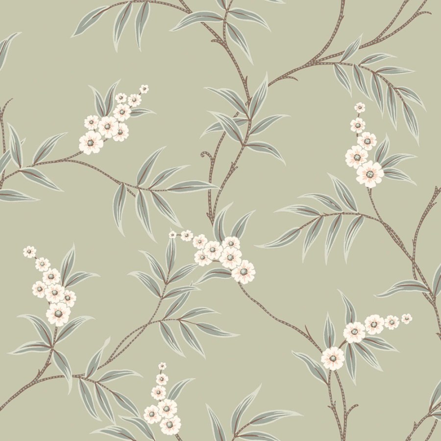 Vliesová tapeta na zeď, zelená, rozkvetlé větvičky, 7763, Adorn, Borastapeter - Vliesové tapety