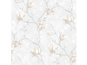 Vliesová tapeta na zeď, šedá, rozkvetlé větvičky magnólie, 7229, Adorn, Borastapeter