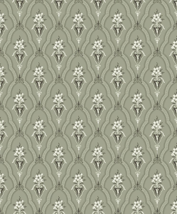 Vliesová tapeta na zeď, zelená, zámecký vzor, ornamenty, 4165, Alla Tiders Hus, Borastapeter - Vliesové tapety