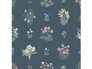 Tapety Yara Tapety dle materiálu Vliesové tapety - Vliesová tapeta na zeď, modrá, květiny, 6952, Osterlen, Borastapeter Vliesová tapeta na zeď, modrá, květiny, 6952, Osterlen, Borastapeter