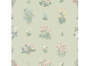 Vliesová tapeta na zeď, zelená, květiny, 6950, Osterlen, Borastapeter