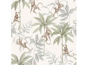 Vliesová tapeta na zeď, bílá, džungle, opice, 6936, Newbie Wallpaper, Borastapeter