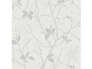 Vliesová tapeta na zeď, šedo-stříbrná, listy, větvičky, 122433, Refine, Graham Brown Boutique