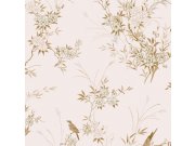Vliesová tapeta na zeď, růžová, květiny, ptáčci, 125122, Shabby Chic by Rachel Ashwell