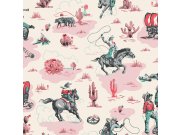 Vliesová tapeta na zeď, růžová, Cowgirls, 125534, Cath Kidstone