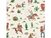 Vliesová tapeta na zeď, krémová, Cowgirls, 125533, Cath Kidstone