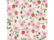 Vliesová tapeta na zeď, krémová, květiny, jahody, 125531, Cath Kidstone