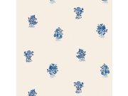 Vliesová tapeta na zeď, bílo-modrá, květiny, jahody, 125529, Cath Kidstone