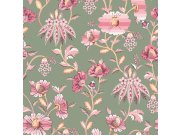 Vliesová tapeta na zeď, zeleno-růžová, květiny, 125524, Cath Kidstone