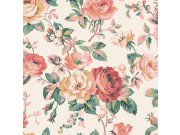 Vliesová tapeta na zeď, růžová, zelená, květiny, růže, 125501, Cath Kidstone