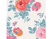 Tapety Yara Tapety dle materiálu Vliesové tapety - Vliesová tapeta na zeď, červená, modrá, květiny, růže, 125495, Cath Kidstone Vliesová tapeta na zeď, červená, modrá, květiny, růže, 125495, Cath Kidstone
