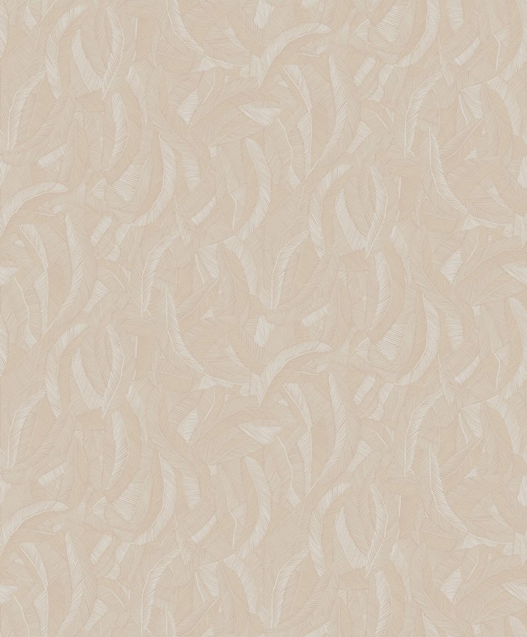 Vliesová tapeta na zeď, béžová, listy, peříčka, ROM205, Romance, Masureel Vliesová tapeta na zeď, béžová, listy, peříčka, ROM205, Romance, Masureel