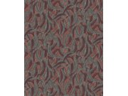 Vliesová tapeta na zeď, šedo-červená, listy, peříčka, ROM204, Romance, Masureel