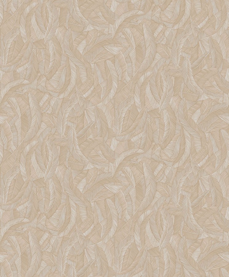 Vliesová tapeta na zeď, béžová, listy, peříčka, ROM201, Romance, Masureel - Vliesové tapety