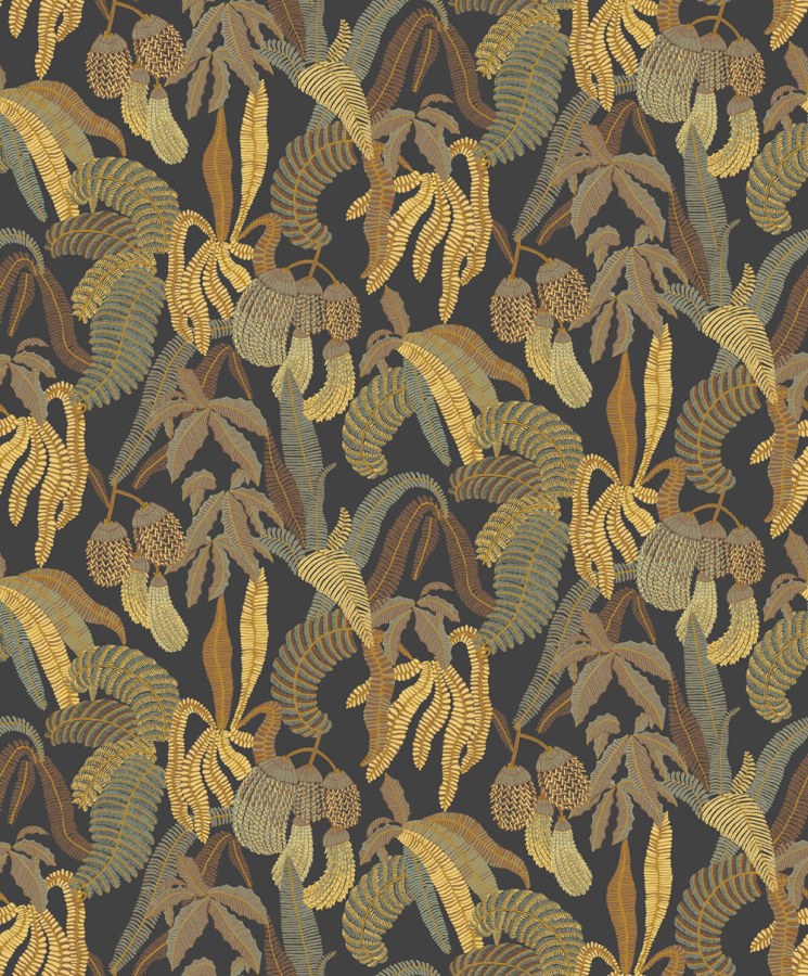 Tapety Yara - Tapety dle materiálu - Vliesové tapety - Vliesová tapeta na zeď, černá, listy, ROM002, Romance, Masureel Vliesová tapeta na zeď, černá, listy, ROM002, Romance, Masureel - Vliesové tapety