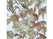 Luxusní vliesová tapeta na zeď, modrá, ptáci, květiny, listy, DE120014, Best Sellers, Design ID