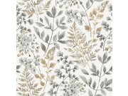 Vliesová tapeta na zeď, šedo-hnědá, listy, 38726, Borosan Hem, Borastapeter