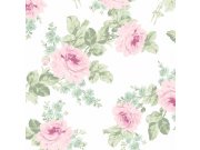Vliesová tapeta na zeď, růžovo-zelená, květiny, 125111, Shabby Chic by Rachel Ashwell