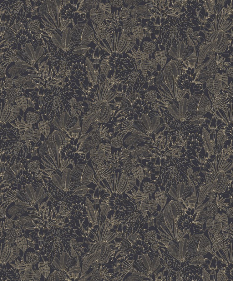 Vliesová tapeta na zeď, černo-zlatá, listy, ROM103, Romance, Masureel - Vliesové tapety