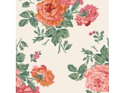 Vliesová tapeta na zeď, červená, zelená, květiny, růže, 125494, Cath Kidstone