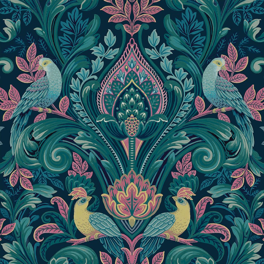 Zeleno-růžová ornamentální vliesová tapeta na zeď, A67801, Vavex 2026 - Vliesové tapety